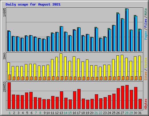 Daily usage for August 2021